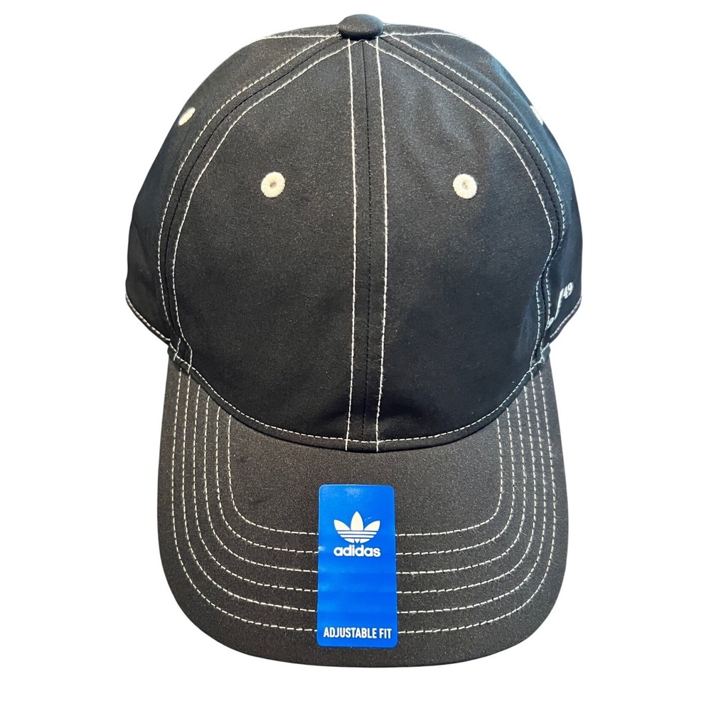 NWT Adidas Originals Black Contrast Stitch Trefoil 1949 Adjustable Baseball Cap